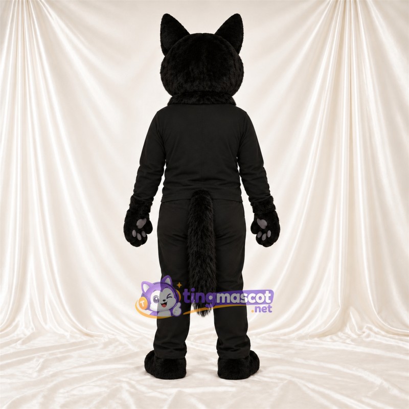 Costume de mascotte Chat – noir – Coussinets (gris); Yeux (jaune) Costume de mascotte Chat – noir – Coussinets (gris); Yeux (jaune)