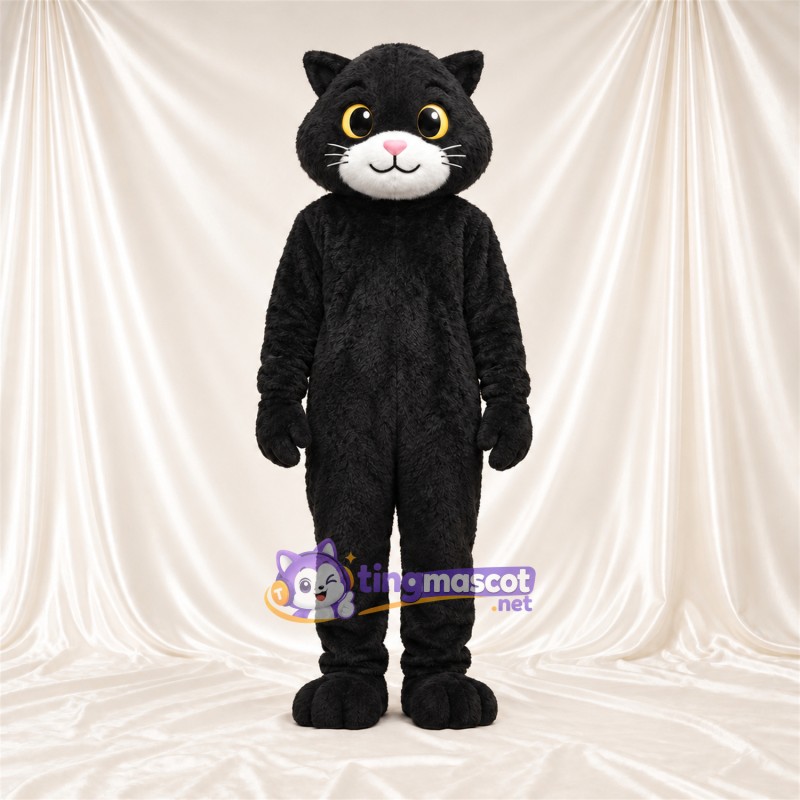 Costume de mascotte Chat – noir – Bout de la queue (blanc); Museau (blanc) Costume de mascotte Chat – noir – Bout de la queue (blanc); Museau (blanc)