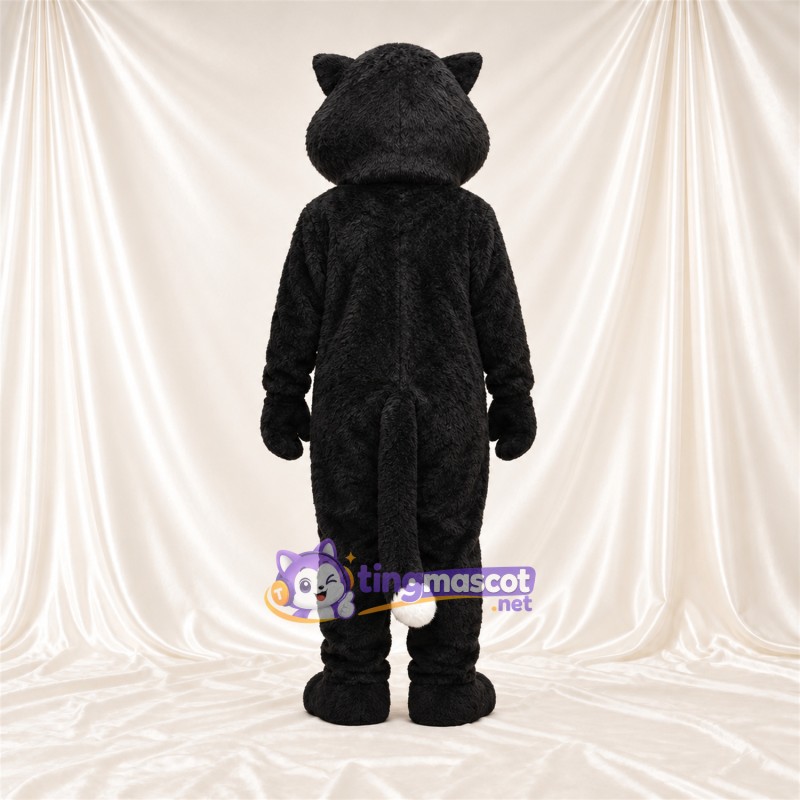 Costume de mascotte Chat – noir – Bout de la queue (blanc); Museau (blanc) Costume de mascotte Chat – noir – Bout de la queue (blanc); Museau (blanc)