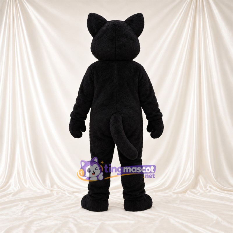 Costume de mascotte Chat – noir – Ventre rond; Ventre (blanc) Costume de mascotte Chat – noir – Ventre rond; Ventre (blanc)
