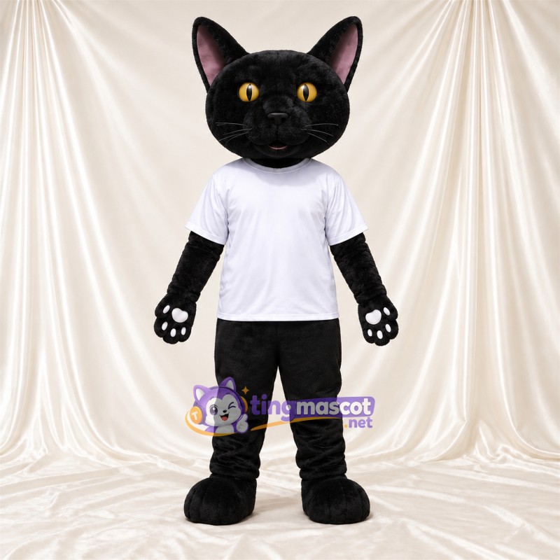 Costume de mascotte Chat – noir – Chemise (blanc) Costume de mascotte Chat – noir – Chemise (blanc)