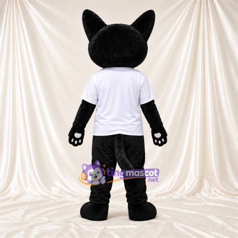 Costume de mascotte Chat – noir – Chemise (blanc) Costume de mascotte Chat – noir – Chemise (blanc)
