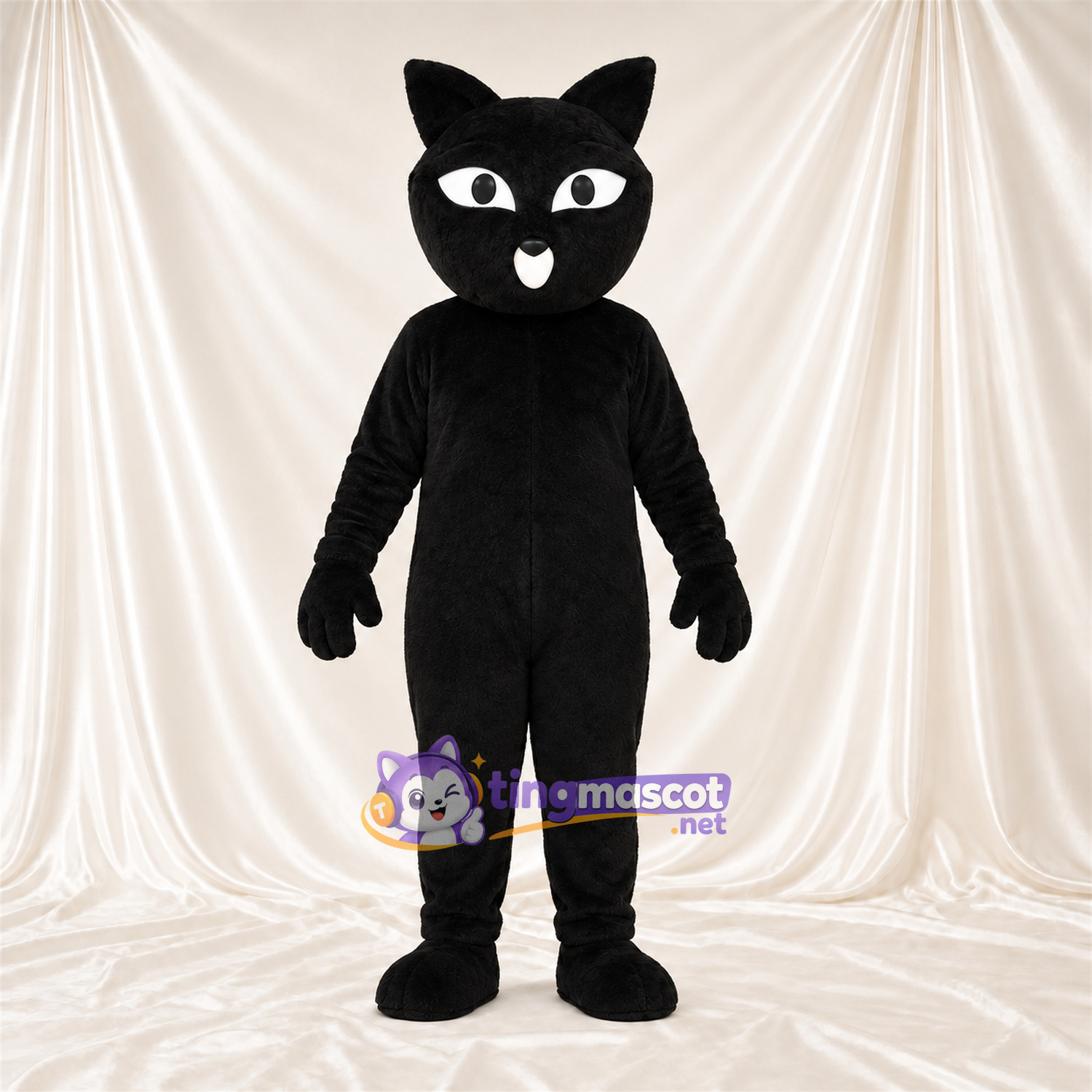 Costume de mascotte Chat – noir – Longue queue; Yeux (blanc) Costume de mascotte Chat – noir – Longue queue; Yeux (blanc)