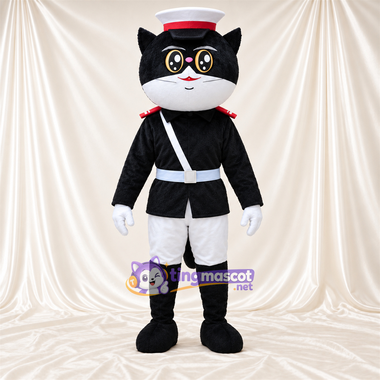 Black and White Cat Mascot Costume - Uniform and Cap Black and White Cat Mascot Costume - Uniform and Cap