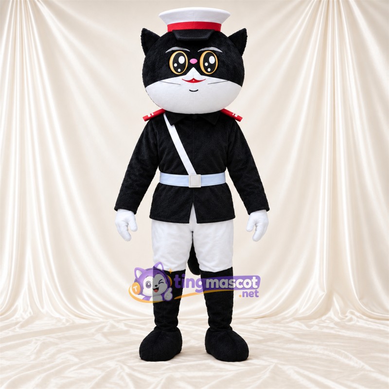 Black and White Cat Mascot Costume - Uniform and Cap Black and White Cat Mascot Costume - Uniform and Cap
