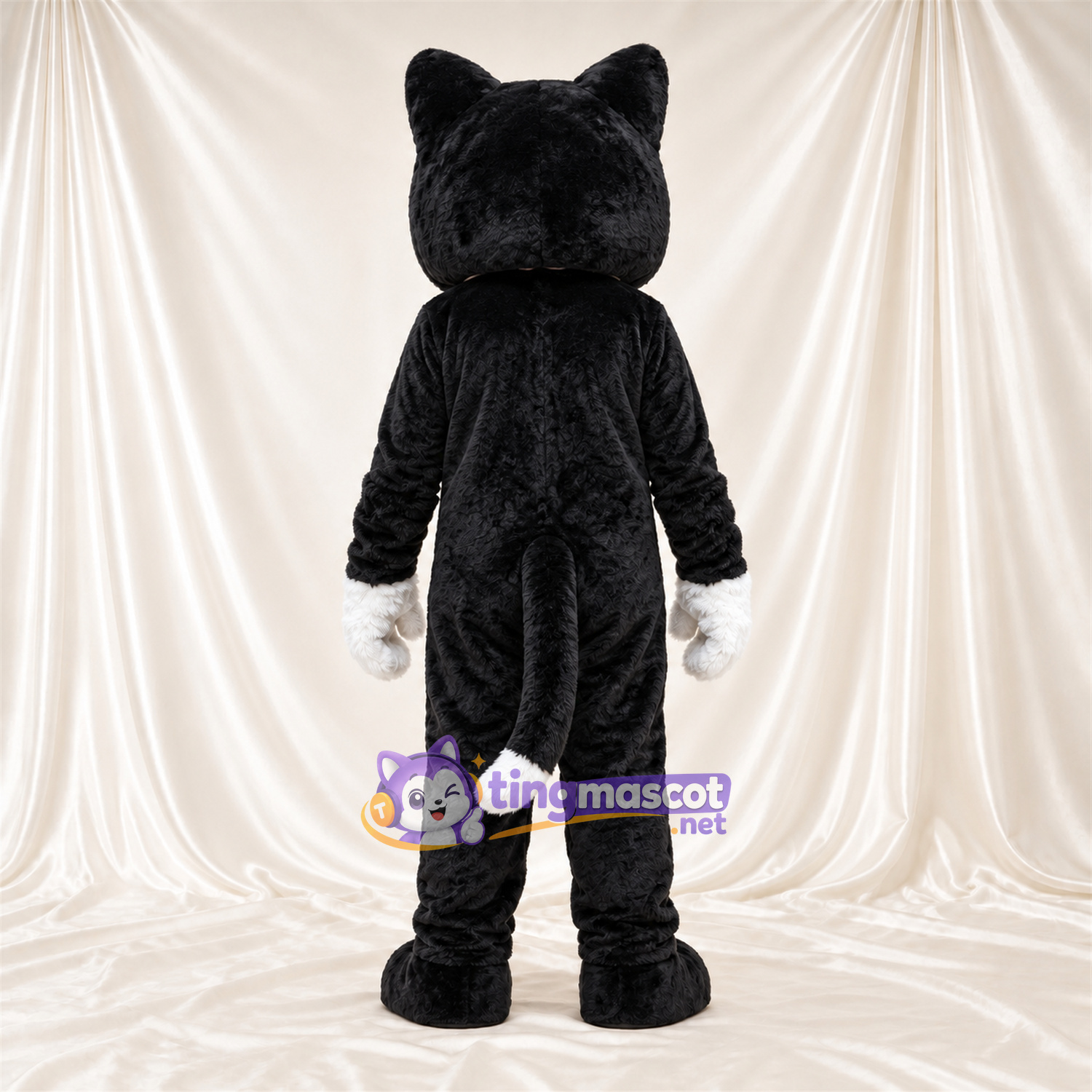 Black and White Cat Mascot Costume - Pink Bow Tie Black and White Cat Mascot Costume - Pink Bow Tie
