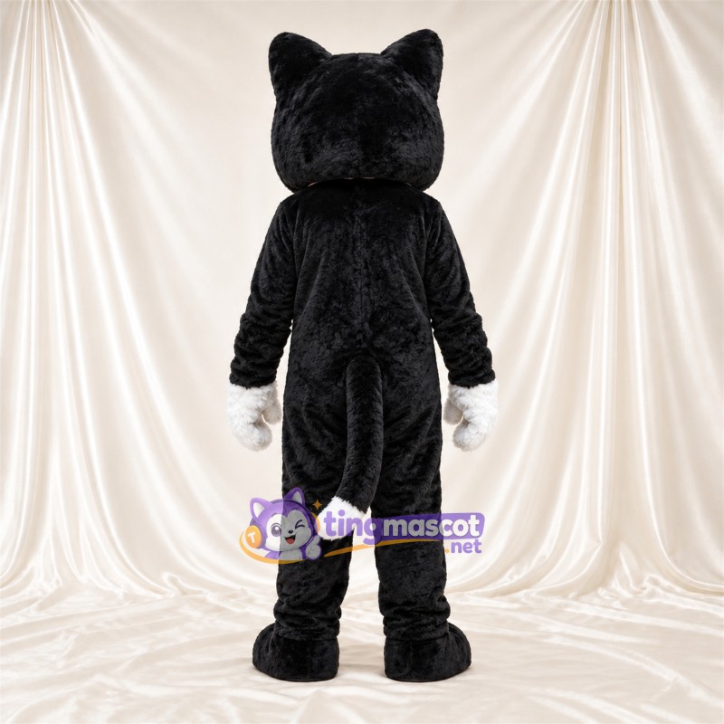 Black and White Cat Mascot Costume - Pink Bow Tie Black and White Cat Mascot Costume - Pink Bow Tie