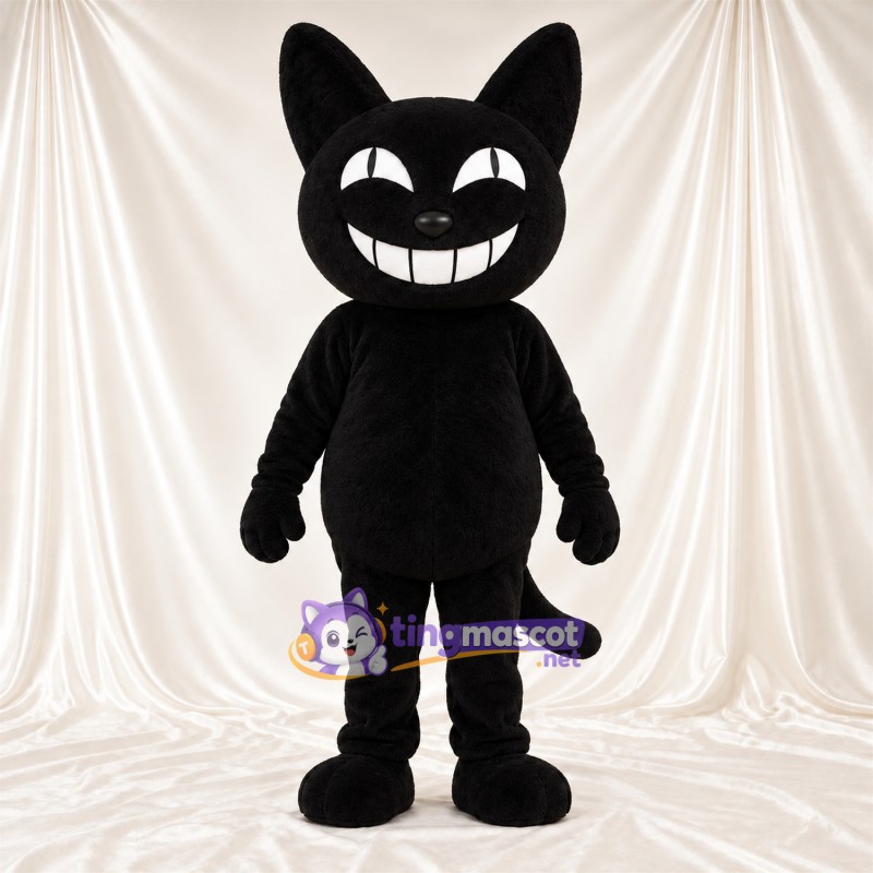 Costume de mascotte Chat – noir – Sourire avec dents; Tête Costume de mascotte Chat – noir – Sourire avec dents; Tête