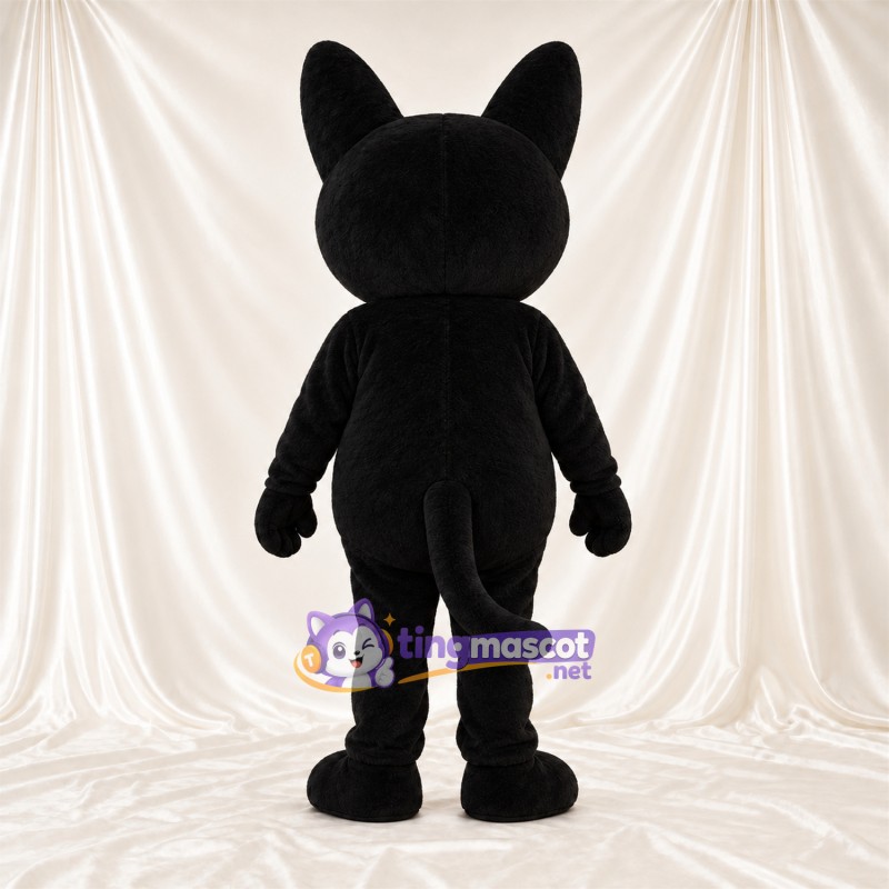 Costume de mascotte Chat – noir – Sourire avec dents; Tête Costume de mascotte Chat – noir – Sourire avec dents; Tête