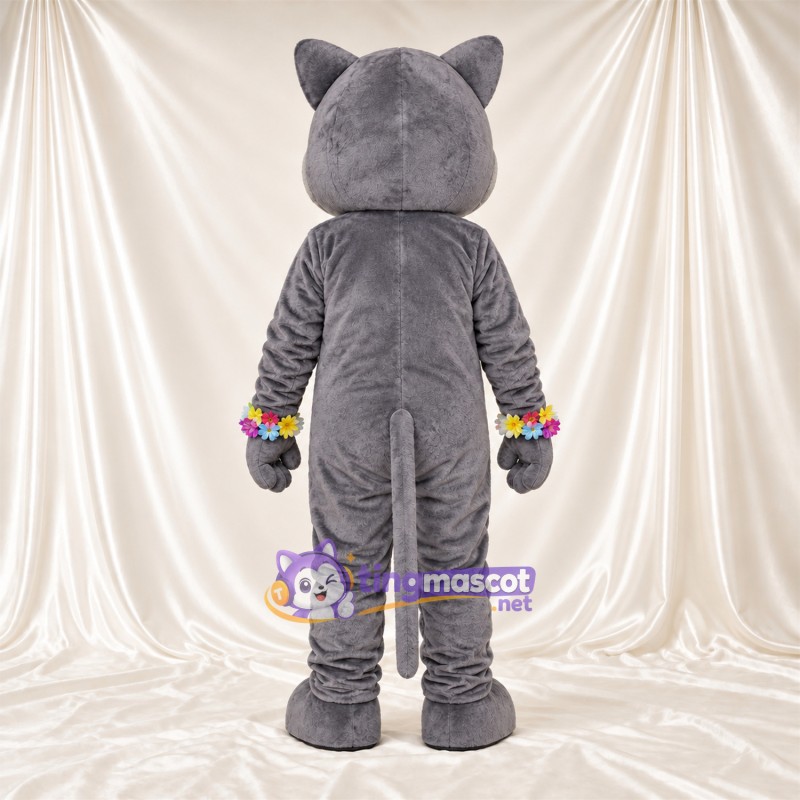 Costume de mascotte Chat – gris – Bracelets de fleurs Costume de mascotte Chat – gris – Bracelets de fleurs