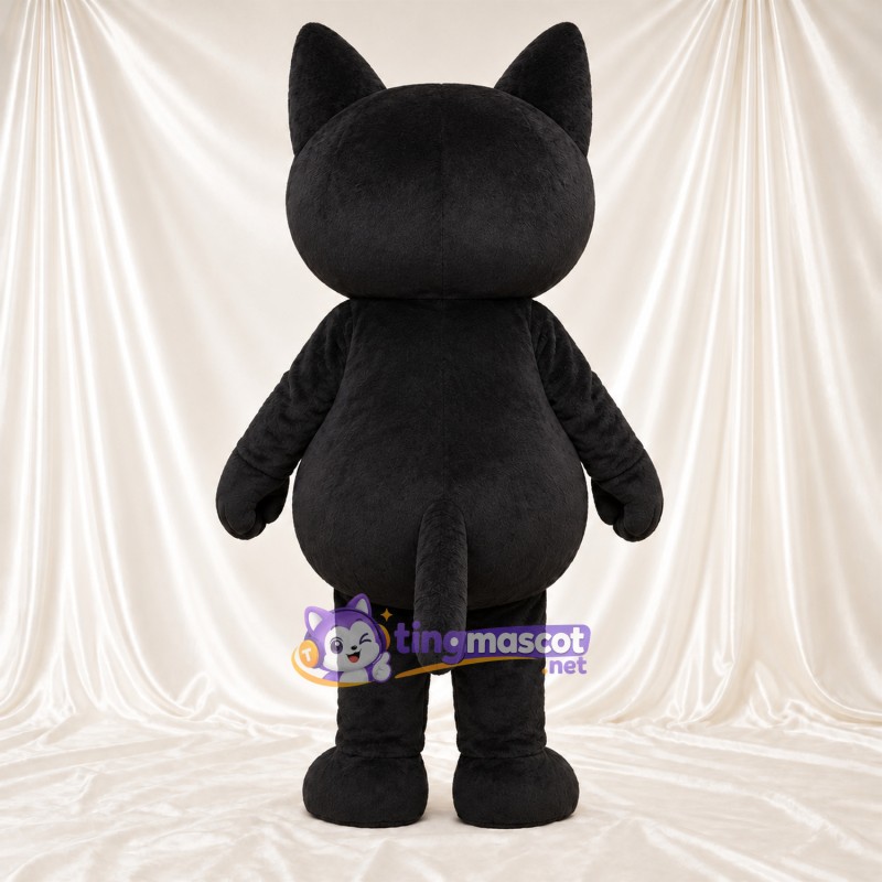 Costume de mascotte Chat – noir – Ventre rond; Yeux (blanc) Costume de mascotte Chat – noir – Ventre rond; Yeux (blanc)