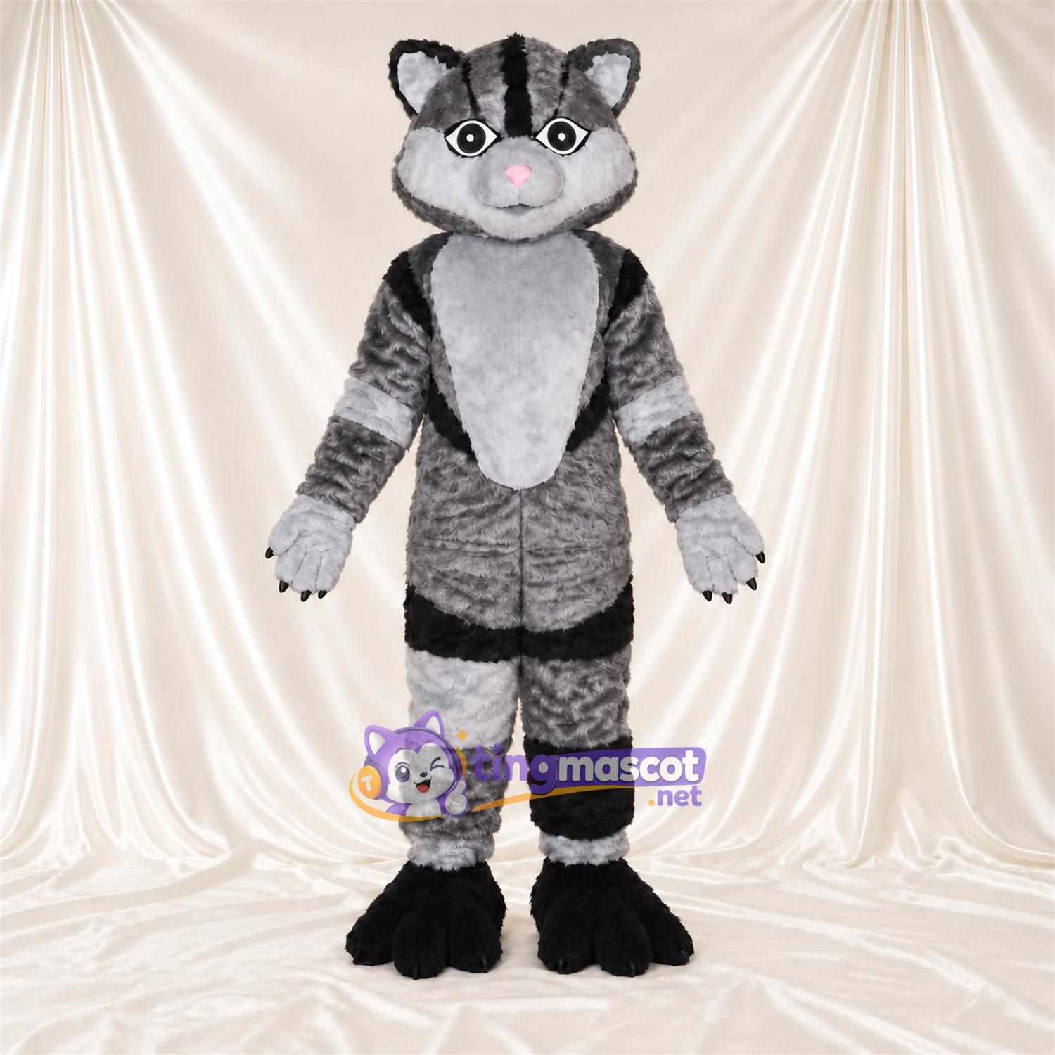 Costume de mascotte Raton laveur – gris / noir