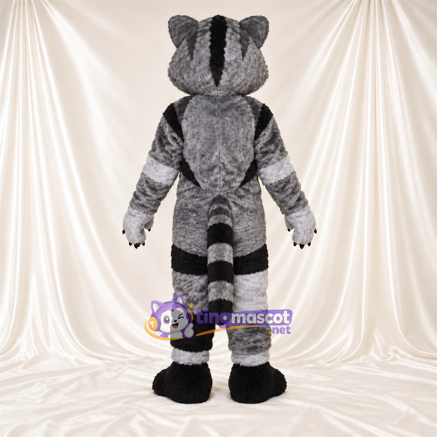 Costume de mascotte Raton laveur – gris / noir