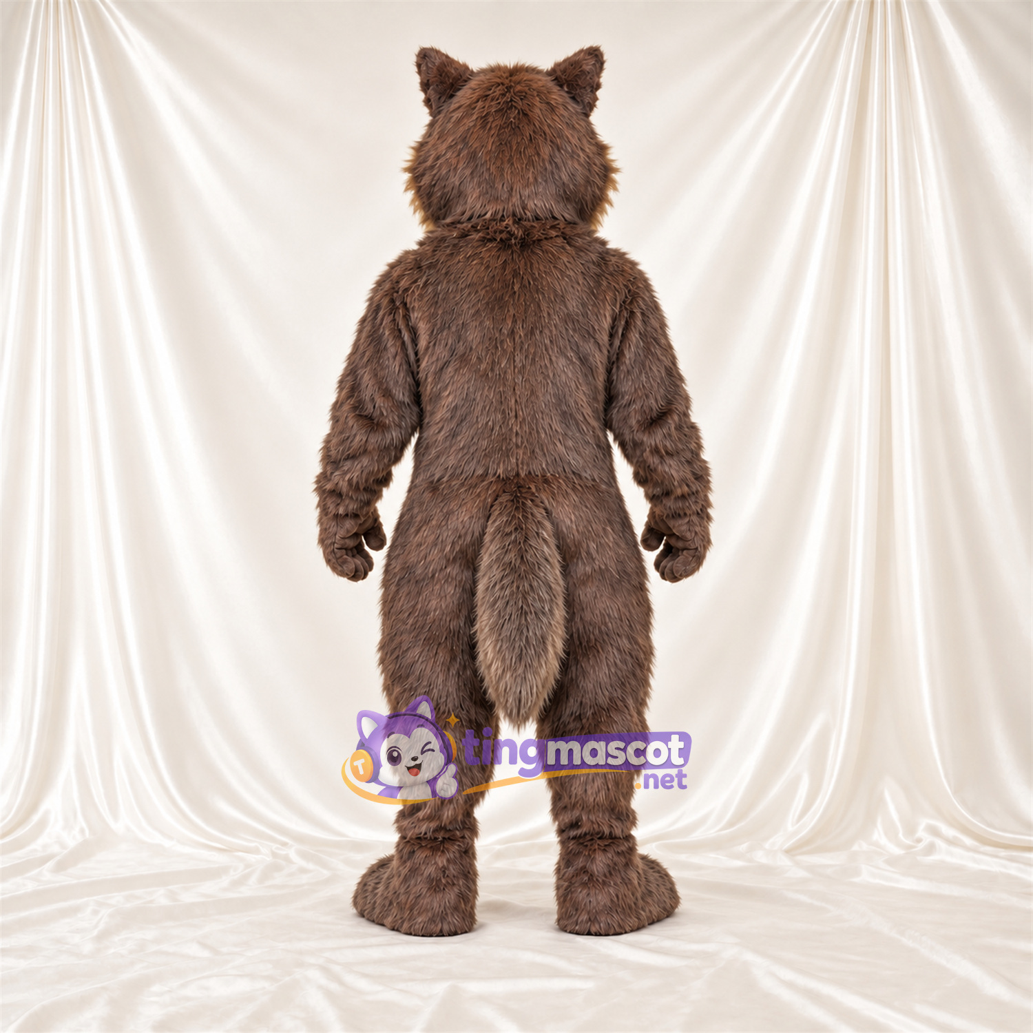 Costume de mascotte Loup – marron – Torse (brun clair); Fourrure hirsute Costume de mascotte Loup – marron – Torse (brun clair); Fourrure hirsute