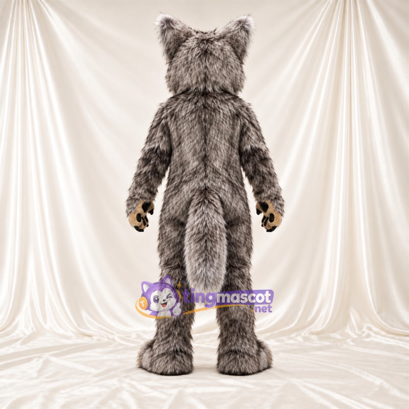 Costume de mascotte Loup – marron / gris – Ventre (brun clair); Griffes (noir)