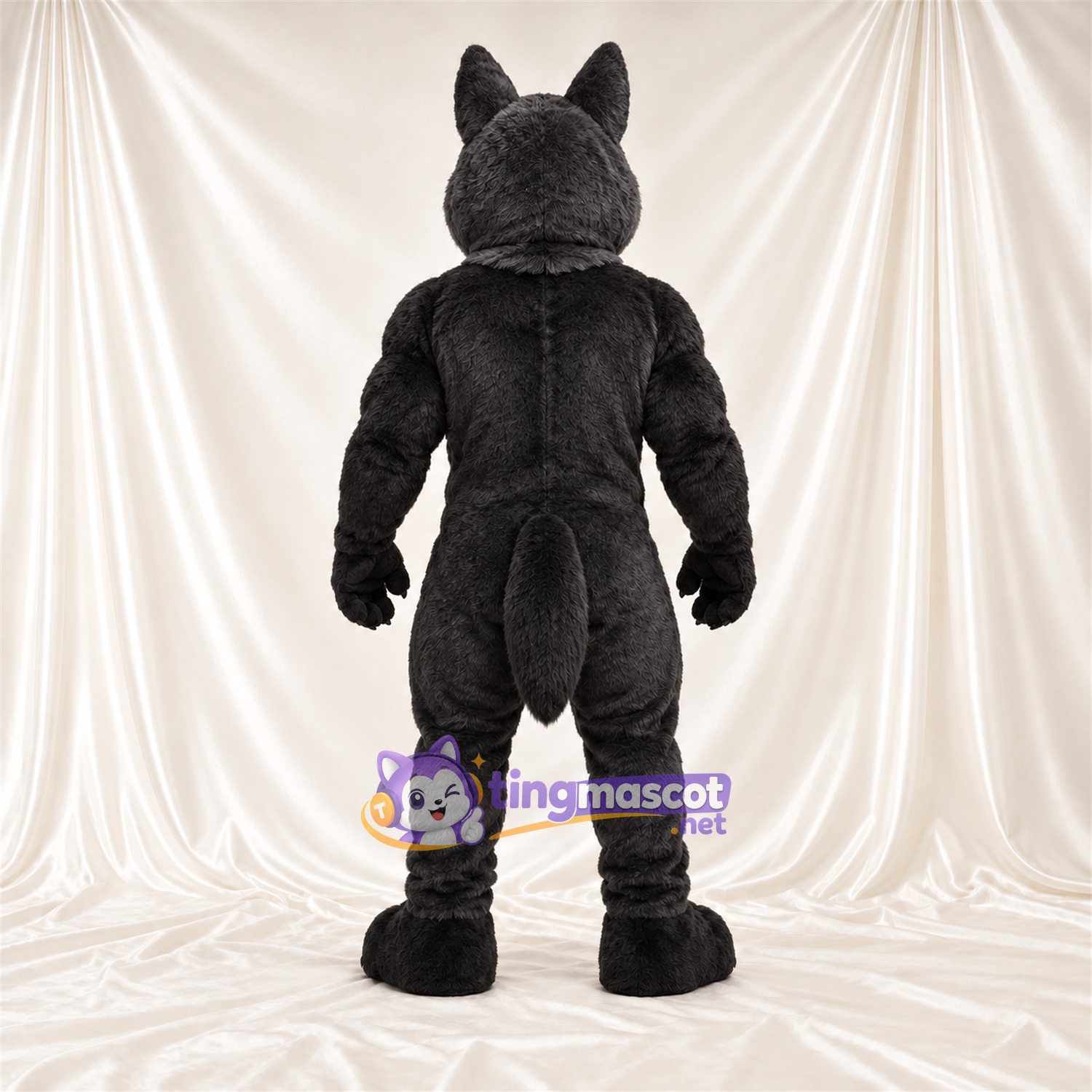 Black and Gray Wolf Mascot Costume - Gray Muscle Chest and Black Claws Black and Gray Wolf Mascot Costume - Gray Muscle Chest and Black Claws