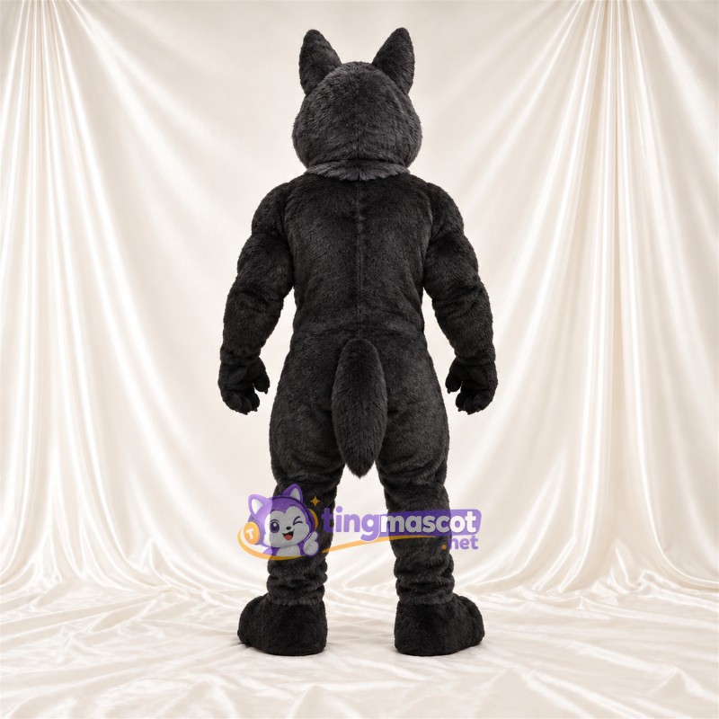 Black and Gray Wolf Mascot Costume - Gray Muscle Chest and Black Claws Black and Gray Wolf Mascot Costume - Gray Muscle Chest and Black Claws