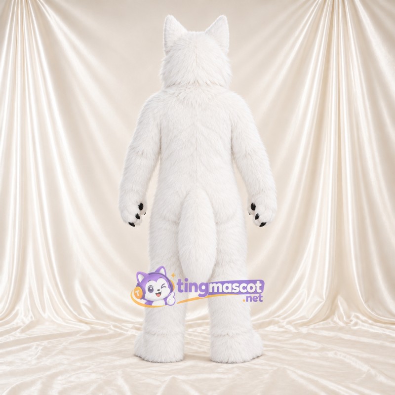 Costume de mascotte Husky – blanc – Griffes (noir); Coussinets (noir) Costume de mascotte Husky – blanc – Griffes (noir); Coussinets (noir)