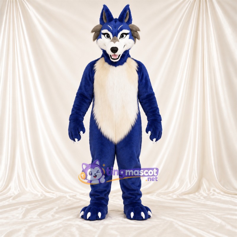 Costume de mascotte Loup – bleu / blanc Costume de mascotte Loup – bleu / blanc