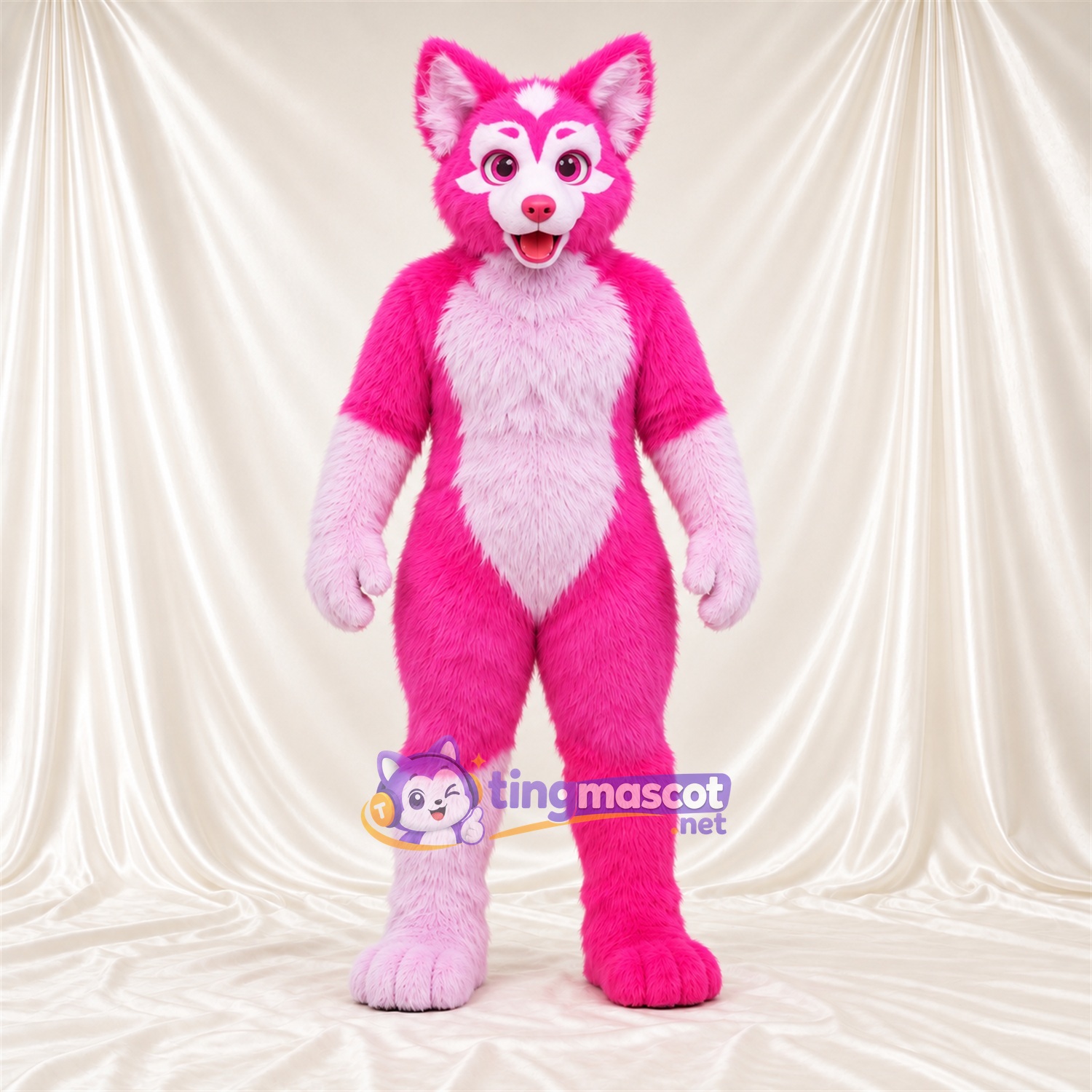 Maskottchenkostüm Hund – rosa / weiß Maskottchenkostüm Hund – rosa / weiß