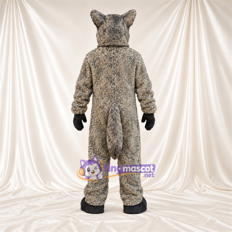 Costume de mascotte Loup – marron / gris – Gants (noir); Pieds (noir) Costume de mascotte Loup – marron / gris – Gants (noir); Pieds (noir)