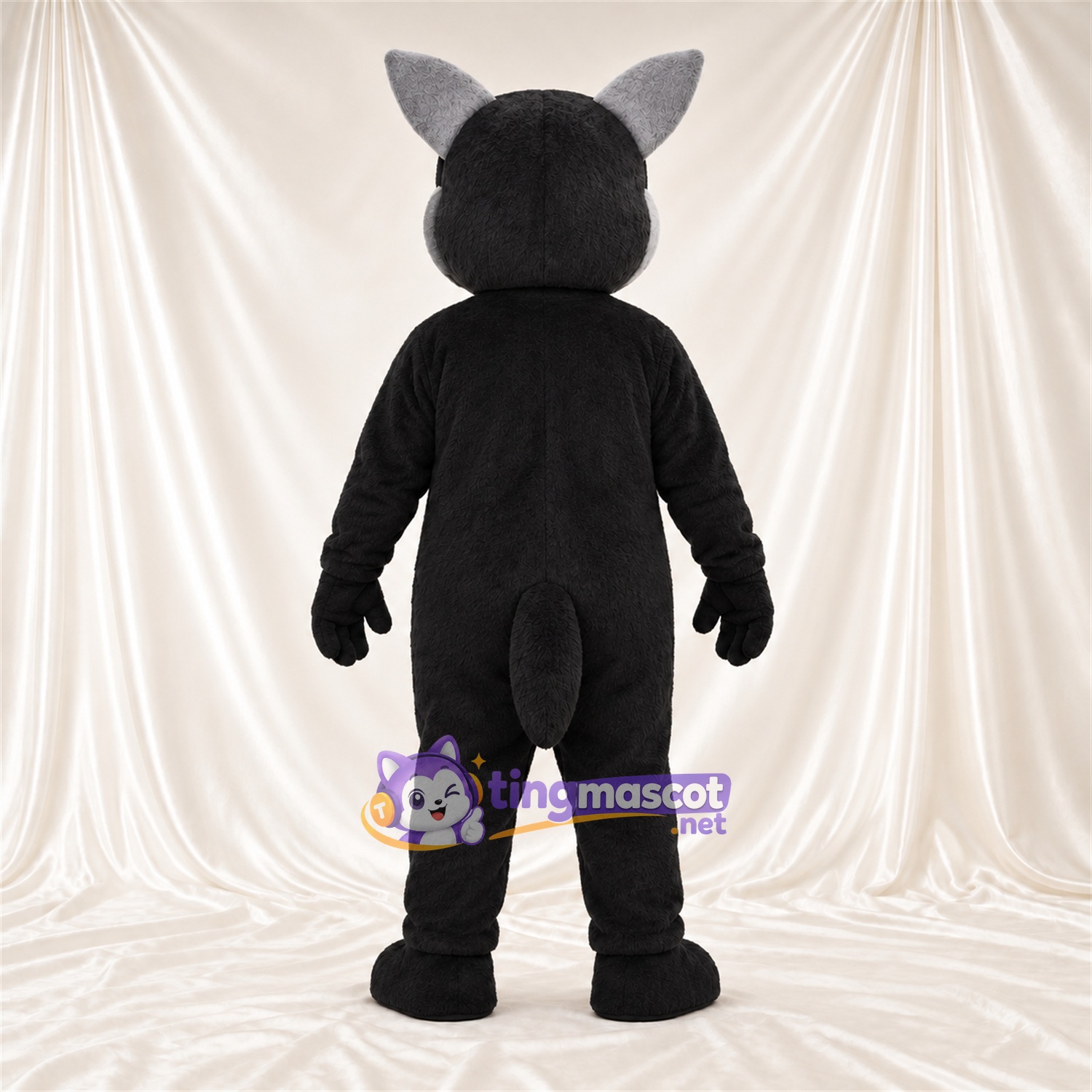 Black and Gray Wolf Mascot Costume - Gray Belly and Blue Eyes Black and Gray Wolf Mascot Costume - Gray Belly and Blue Eyes