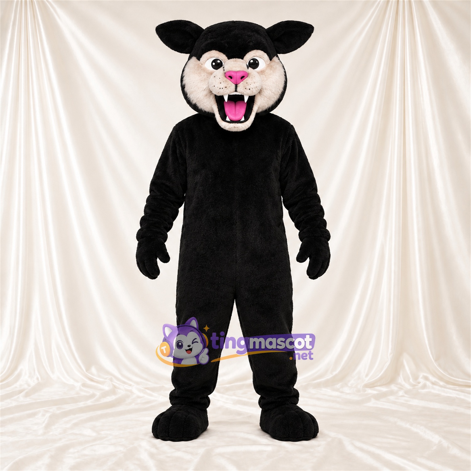 Costume de mascotte Chat – noir – Nez (rose); Crocs pointus Costume de mascotte Chat – noir – Nez (rose); Crocs pointus