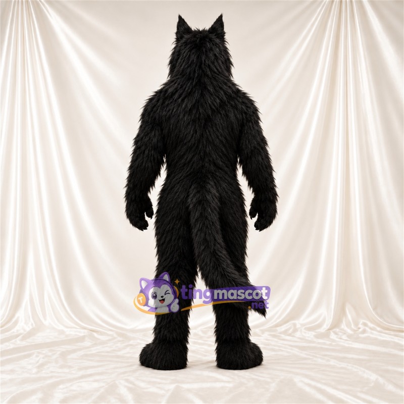 Costume de mascotte Loup – noir – Oreilles pointues; Fourrure hirsute Costume de mascotte Loup – noir – Oreilles pointues; Fourrure hirsute
