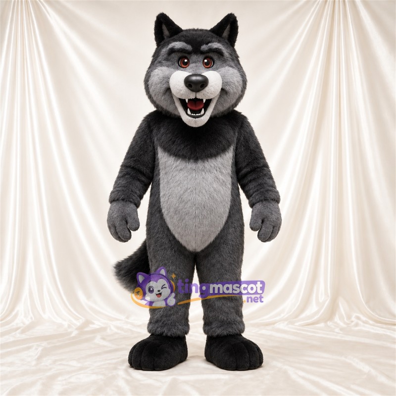Black and Gray Wolf Mascot Costume - Gray Belly and Bushy Tail Black and Gray Wolf Mascot Costume - Gray Belly and Bushy Tail
