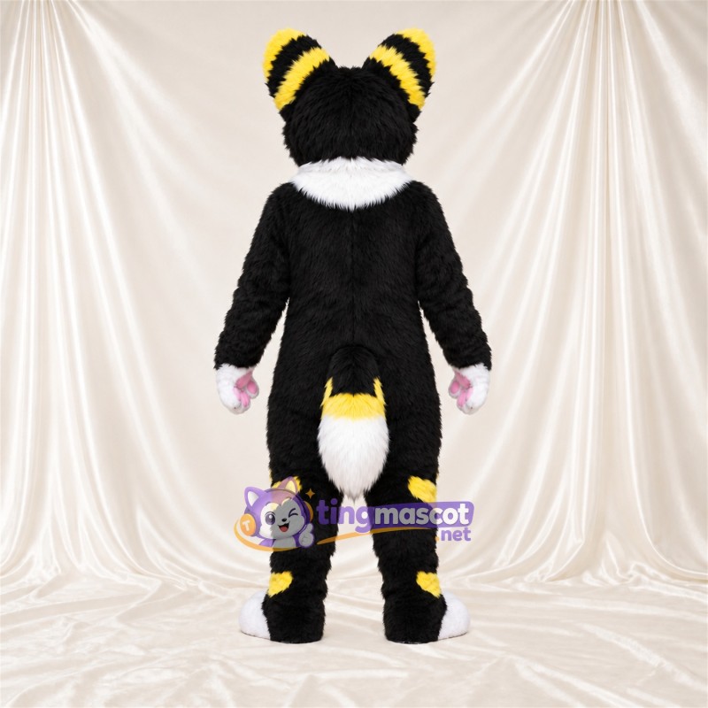 Costume de mascotte Chat – noir / blanc – Coussinets (rose) Costume de mascotte Chat – noir / blanc – Coussinets (rose)