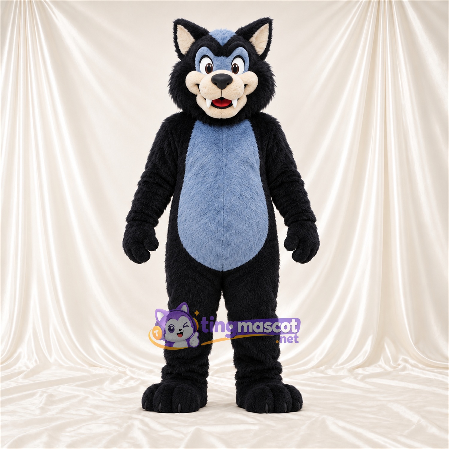 Black and Blue Wolf Mascot Costume Black and Blue Wolf Mascot Costume