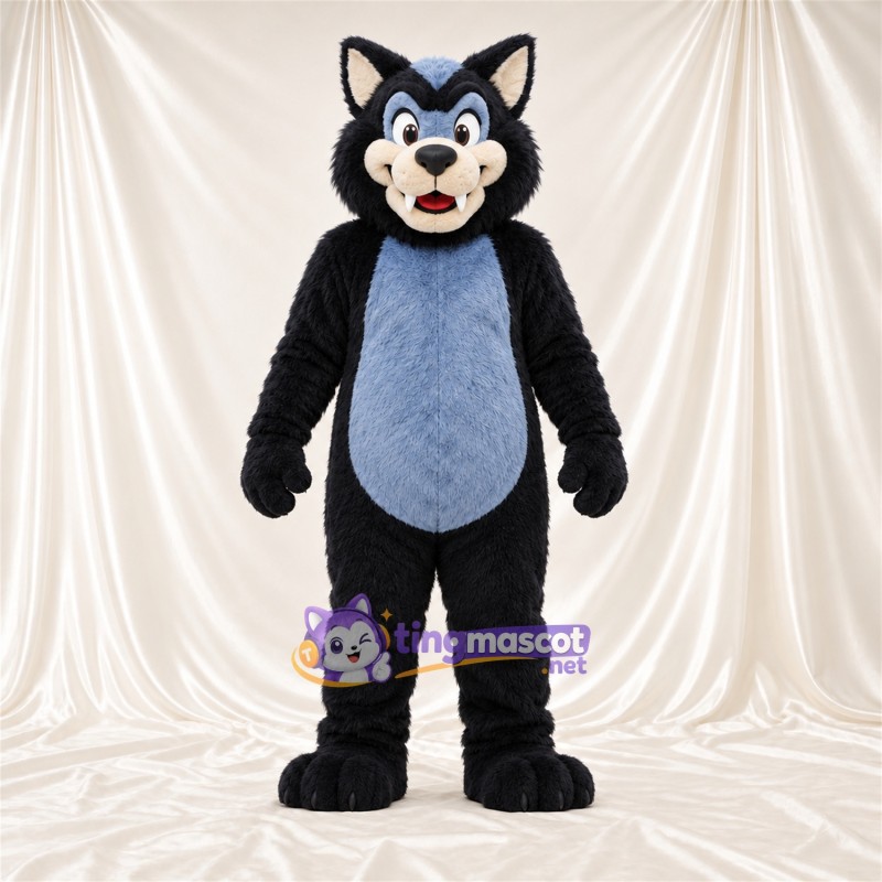 Black and Blue Wolf Mascot Costume Black and Blue Wolf Mascot Costume