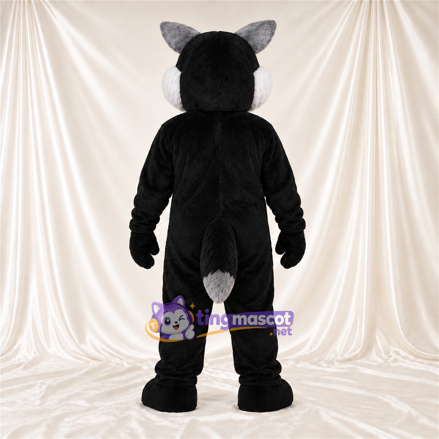 Black and Gray Wolf Mascot Costume - Gray Belly and Blue Eyes Black and Gray Wolf Mascot Costume - Gray Belly and Blue Eyes