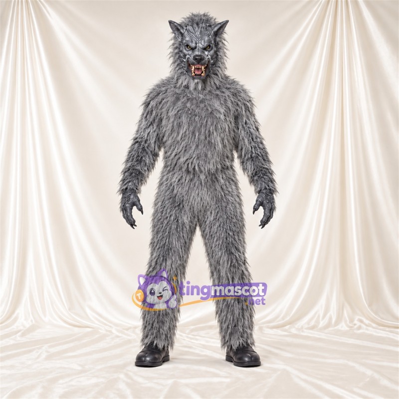 Costume de mascotte Loup – gris – Oreilles pointues; Fourrure hirsute Costume de mascotte Loup – gris – Oreilles pointues; Fourrure hirsute
