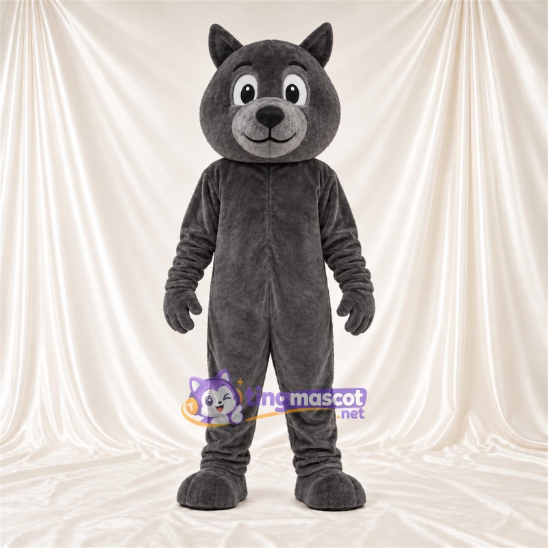 Costume de mascotte Loup – gris foncé – Queue (gris); Tête Costume de mascotte Loup – gris foncé – Queue (gris); Tête