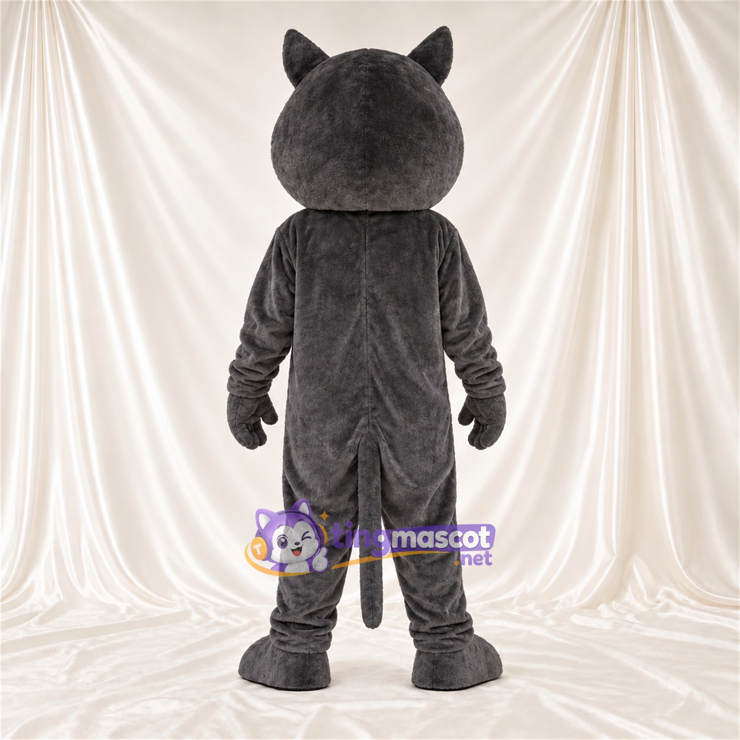 Costume de mascotte Loup – gris foncé – Queue (gris); Tête Costume de mascotte Loup – gris foncé – Queue (gris); Tête
