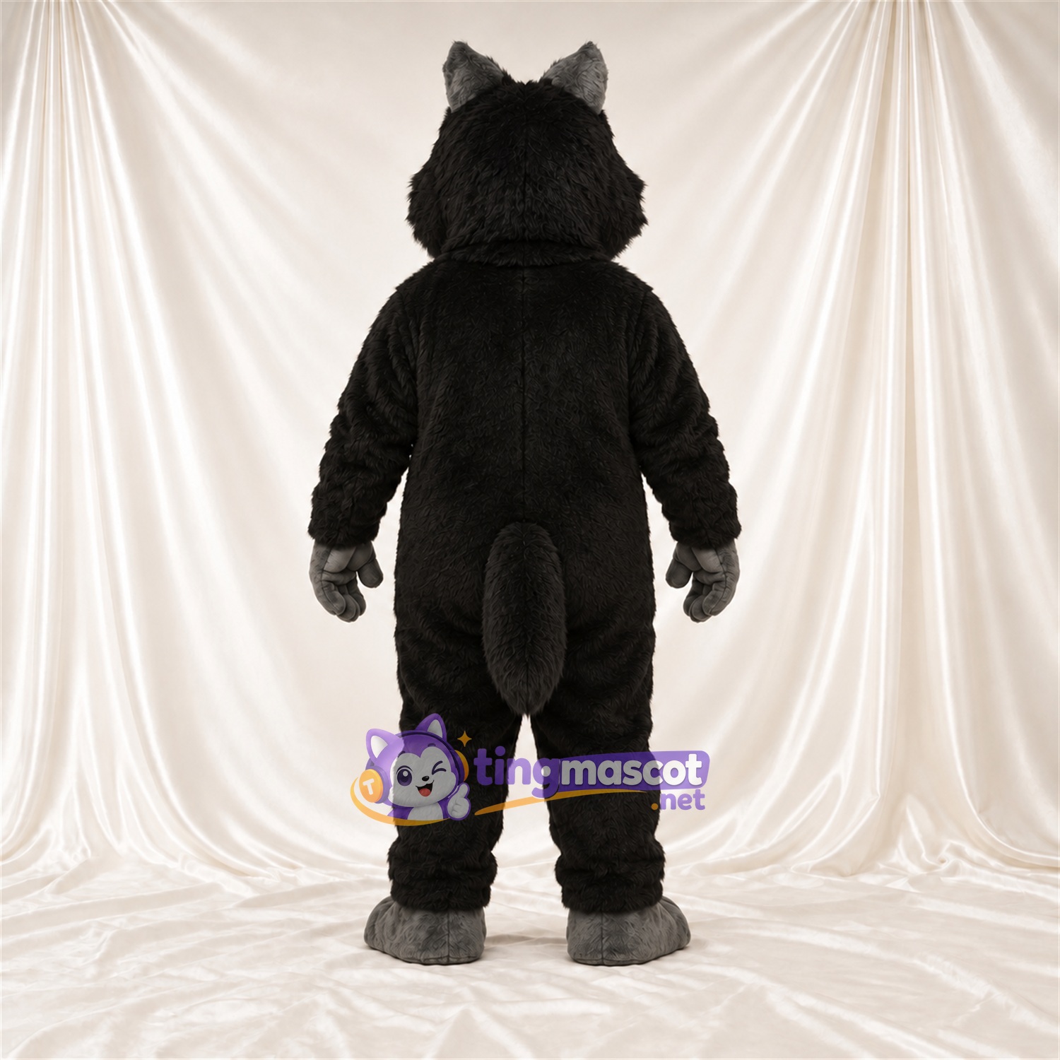 Black and Gray Wildcat Mascot Costume - Gray Belly and Pink Nose Black and Gray Wildcat Mascot Costume - Gray Belly and Pink Nose
