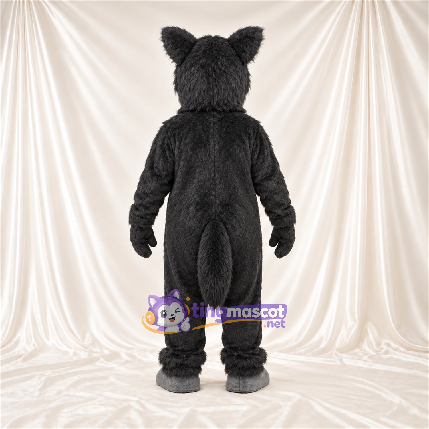 Black and Gray Wolf Mascot Costume - Gray Belly and Pointed Fangs Black and Gray Wolf Mascot Costume - Gray Belly and Pointed Fangs
