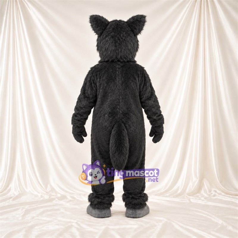Black and Gray Wolf Mascot Costume - Gray Belly and Pointed Fangs Black and Gray Wolf Mascot Costume - Gray Belly and Pointed Fangs