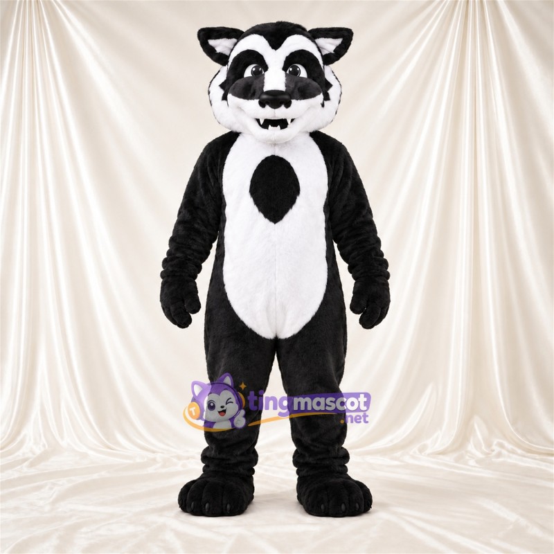 Black and White Raccoon Mascot Costume - White Belly and Black Eye Mask Black and White Raccoon Mascot Costume - White Belly and Black Eye Mask