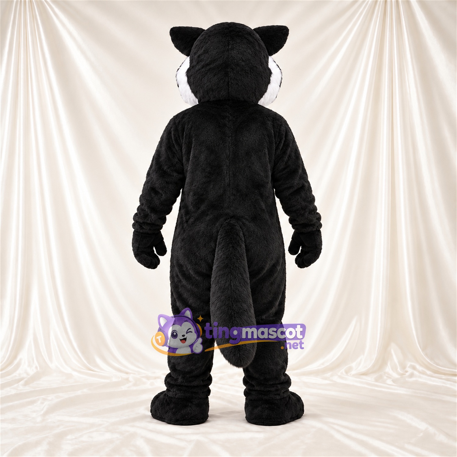 Black and White Raccoon Mascot Costume - White Belly and Black Eye Mask Black and White Raccoon Mascot Costume - White Belly and Black Eye Mask