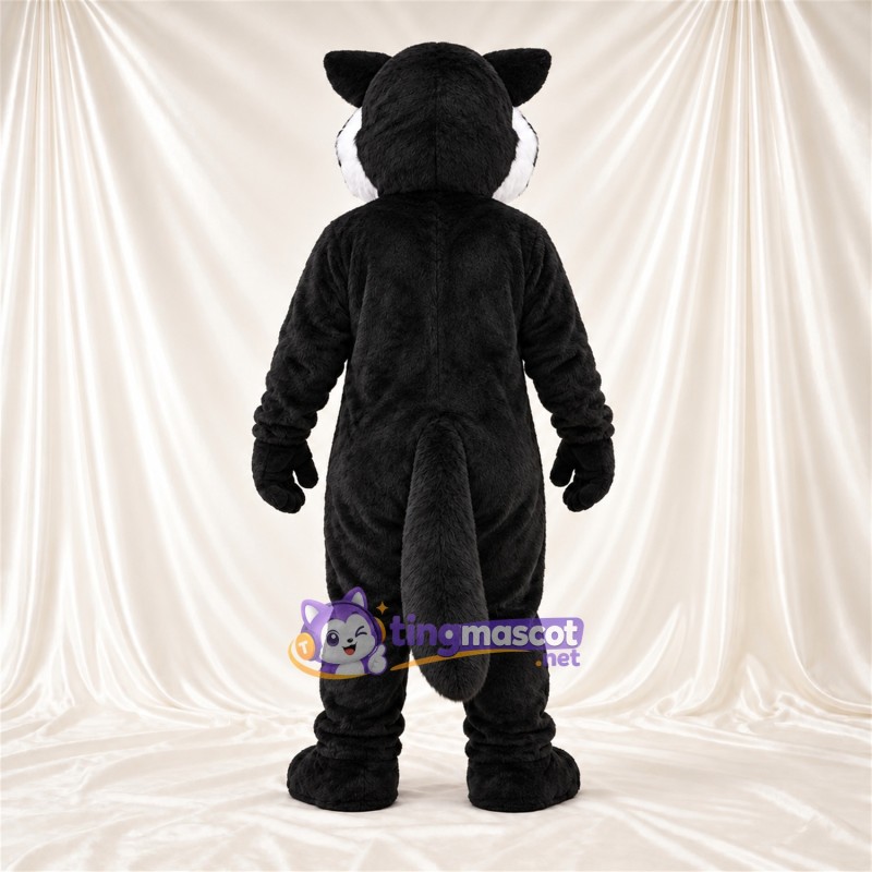 Black and White Raccoon Mascot Costume - White Belly and Black Eye Mask Black and White Raccoon Mascot Costume - White Belly and Black Eye Mask