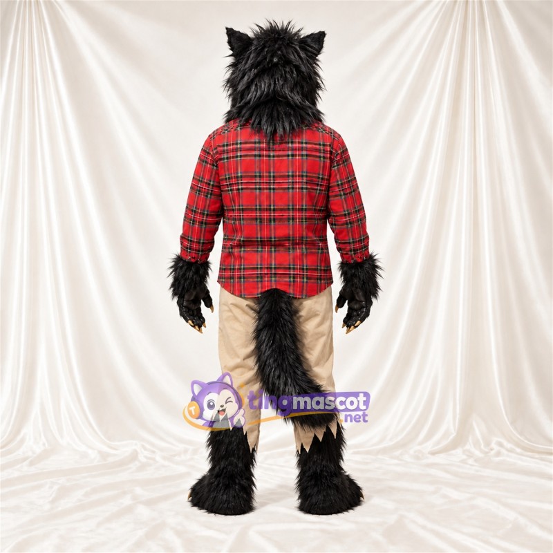 Costume de mascotte Loup – noir – Chemise; Pantalon (brun clair) Costume de mascotte Loup – noir – Chemise; Pantalon (brun clair)