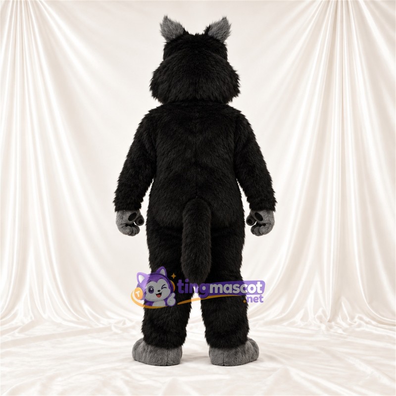 Black and Gray Wildcat Mascot Costume - Gray Belly and Green Eyes Black and Gray Wildcat Mascot Costume - Gray Belly and Green Eyes