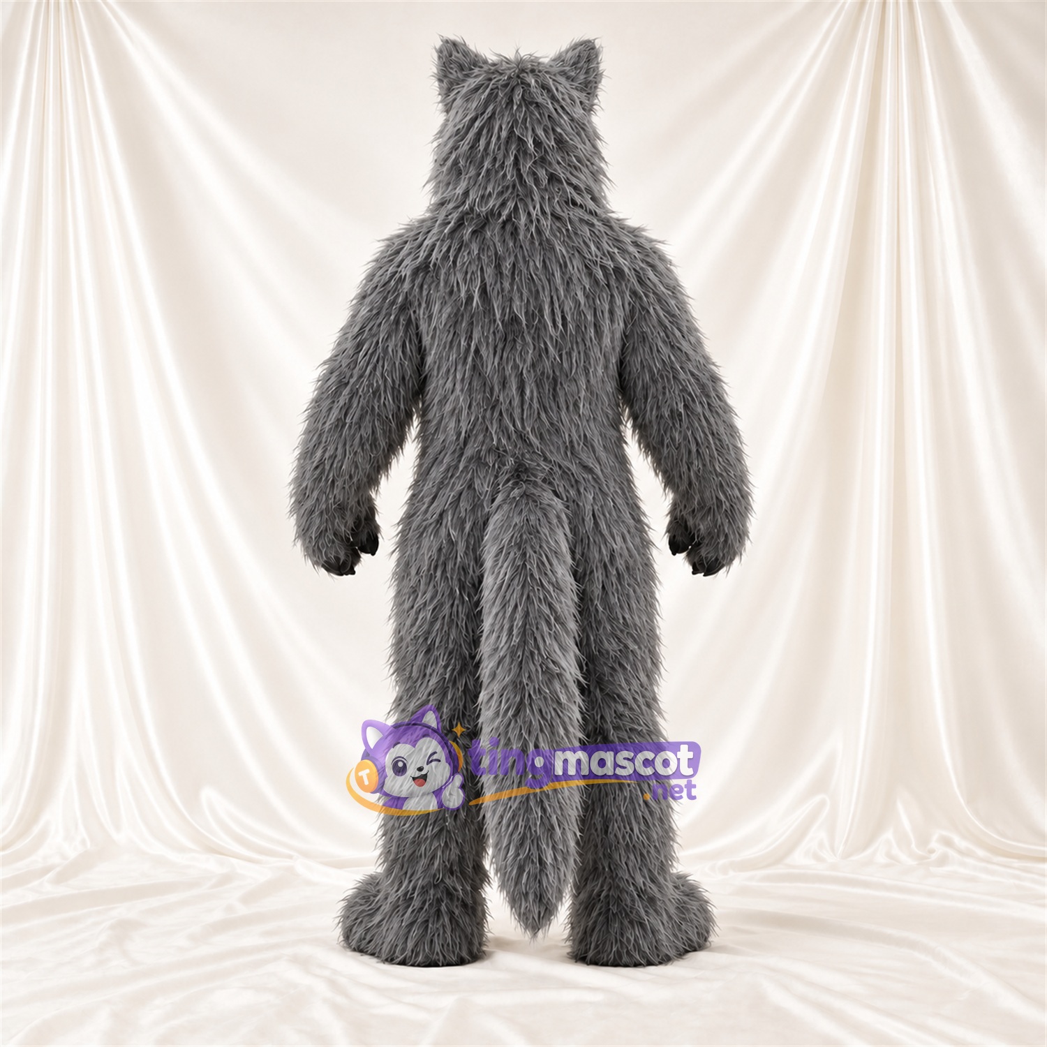 Costume de mascotte Loup – gris – Bouche fermée; Fourrure hirsute Costume de mascotte Loup – gris – Bouche fermée; Fourrure hirsute
