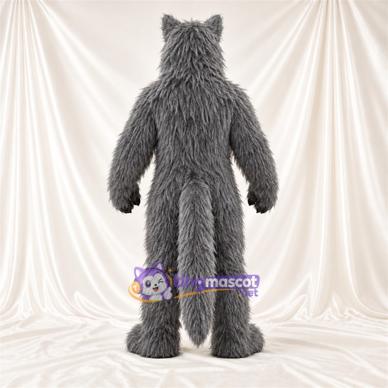Costume de mascotte Loup – gris – Bouche fermée; Fourrure hirsute Costume de mascotte Loup – gris – Bouche fermée; Fourrure hirsute