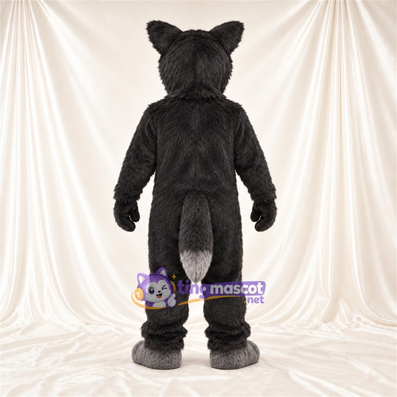 Black and Gray Wolf Mascot Costume - Gray Belly and Pointed Fangs Black and Gray Wolf Mascot Costume - Gray Belly and Pointed Fangs