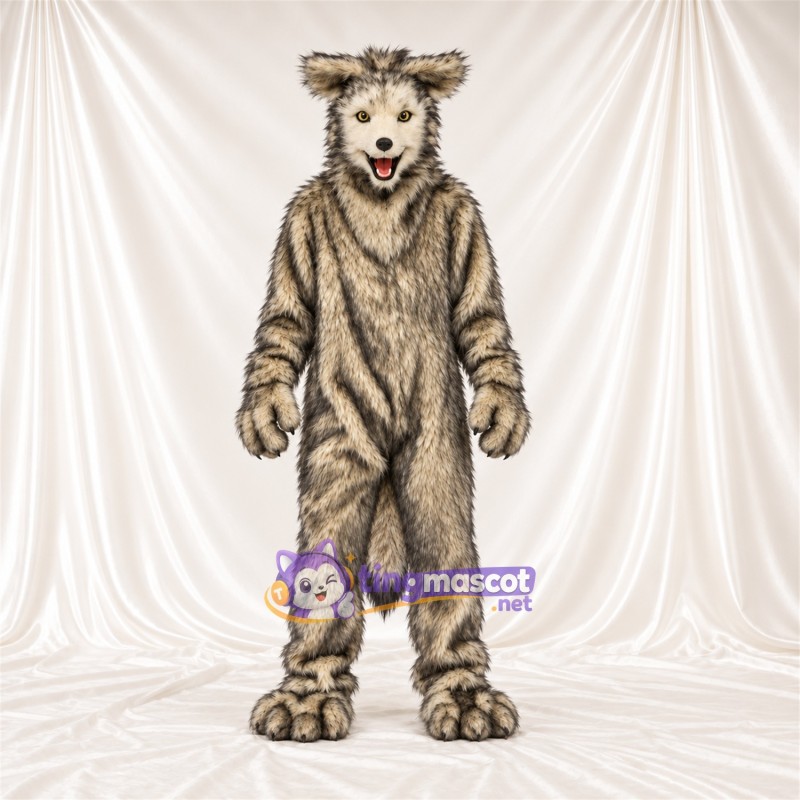 Costume de mascotte Loup – brun clair / gris