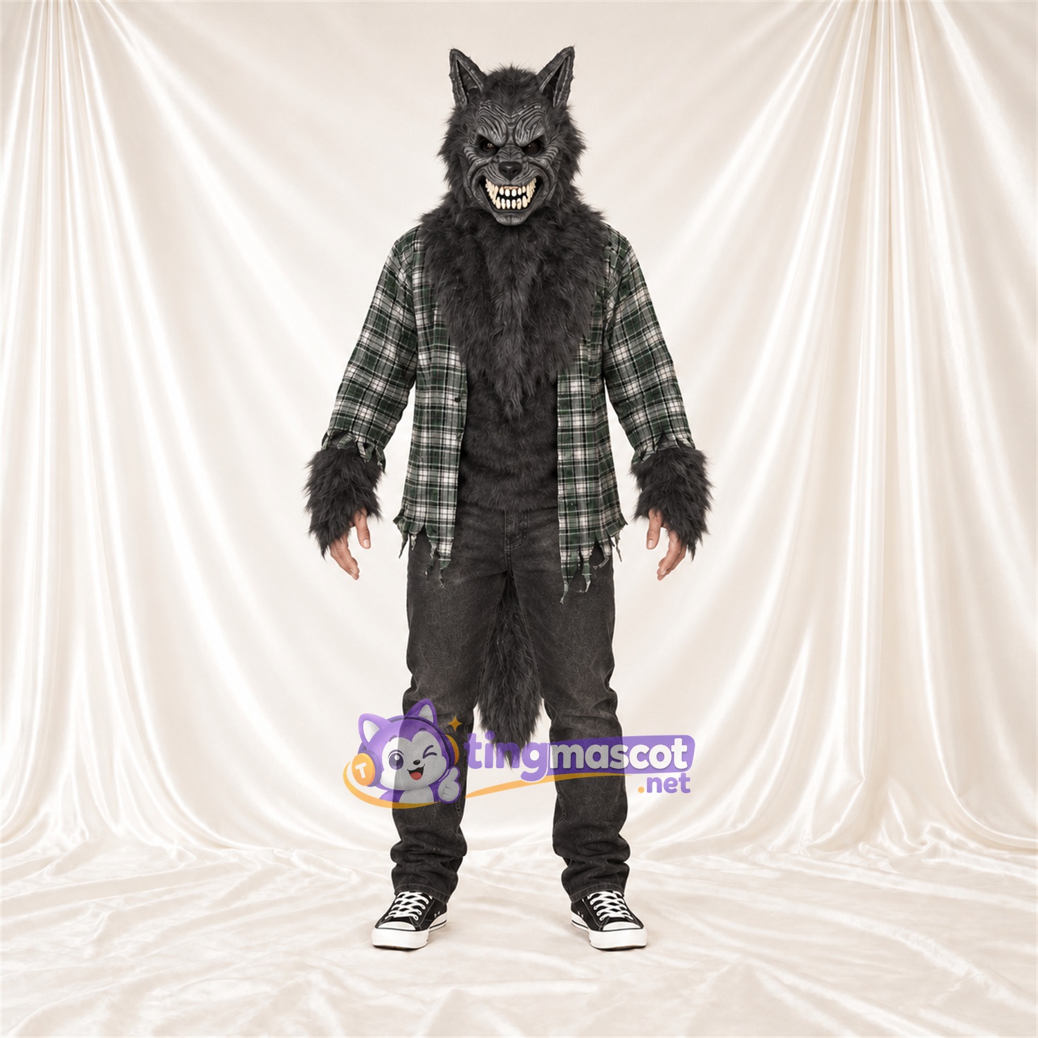 Costume de mascotte Loup – noir – Chemise; Pantalon Costume de mascotte Loup – noir – Chemise; Pantalon