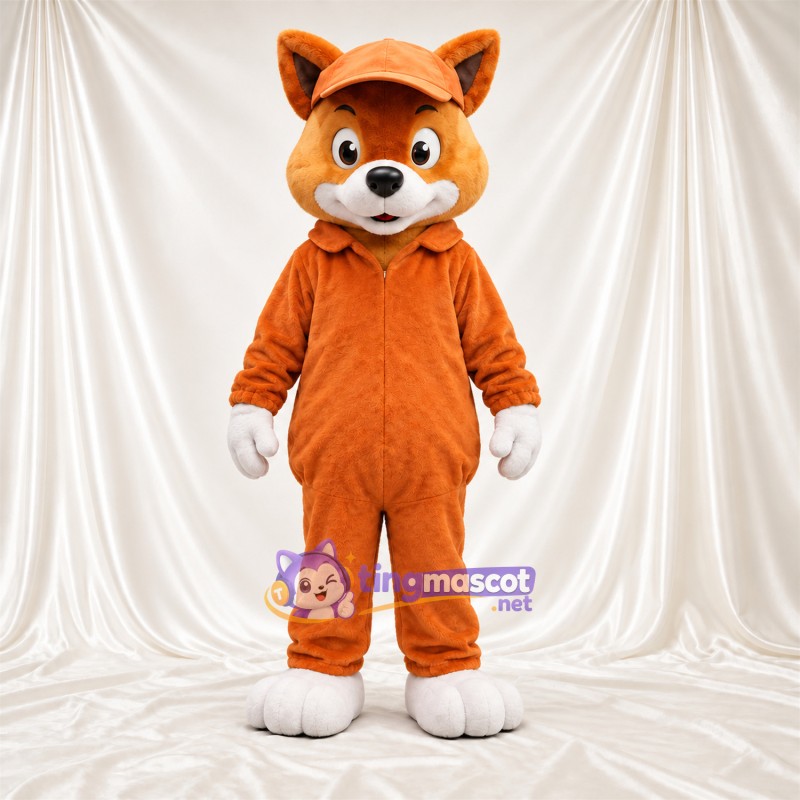 Maskottchenkostüm Fuchs – orange / weiß – Trainingsanzug (orange); Kappe Maskottchenkostüm Fuchs – orange / weiß – Trainingsanzug (orange); Kappe